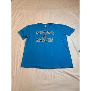 Miami Marlins T-Shirt Mens 2XL seamless Fanatics Blue Short Sleeve 100% cotton